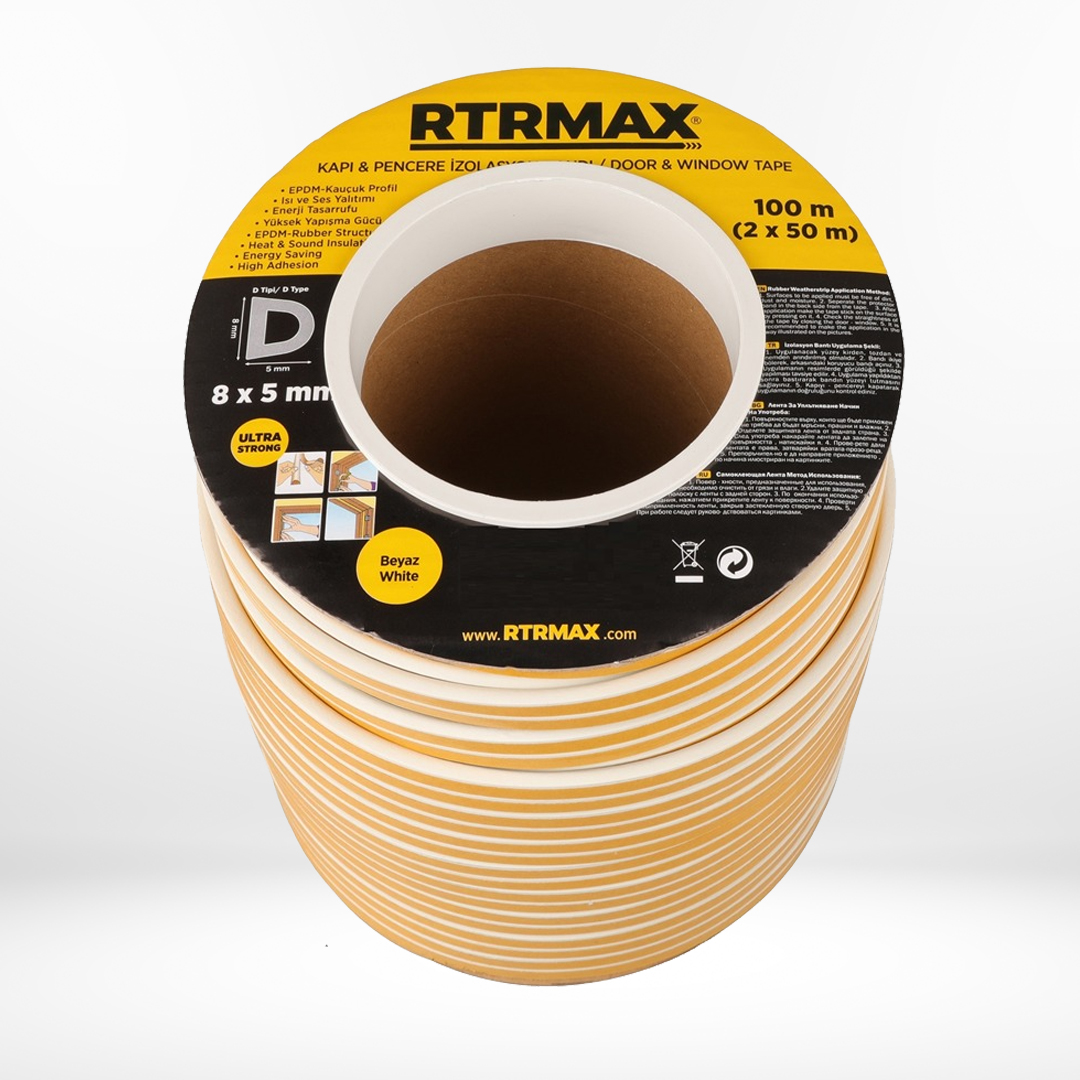 RTRMAX RNP03 KAUÇUK KAPI PENCERE BANDI BEYAZ 8*5 MM 2*50 MT